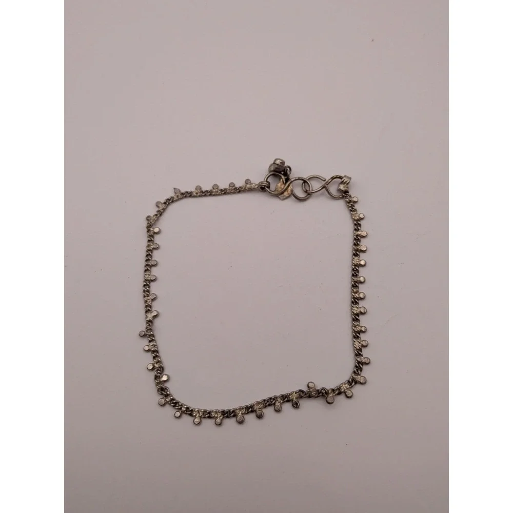 Silver Toned‎ Chain Bracelet With Round Charms